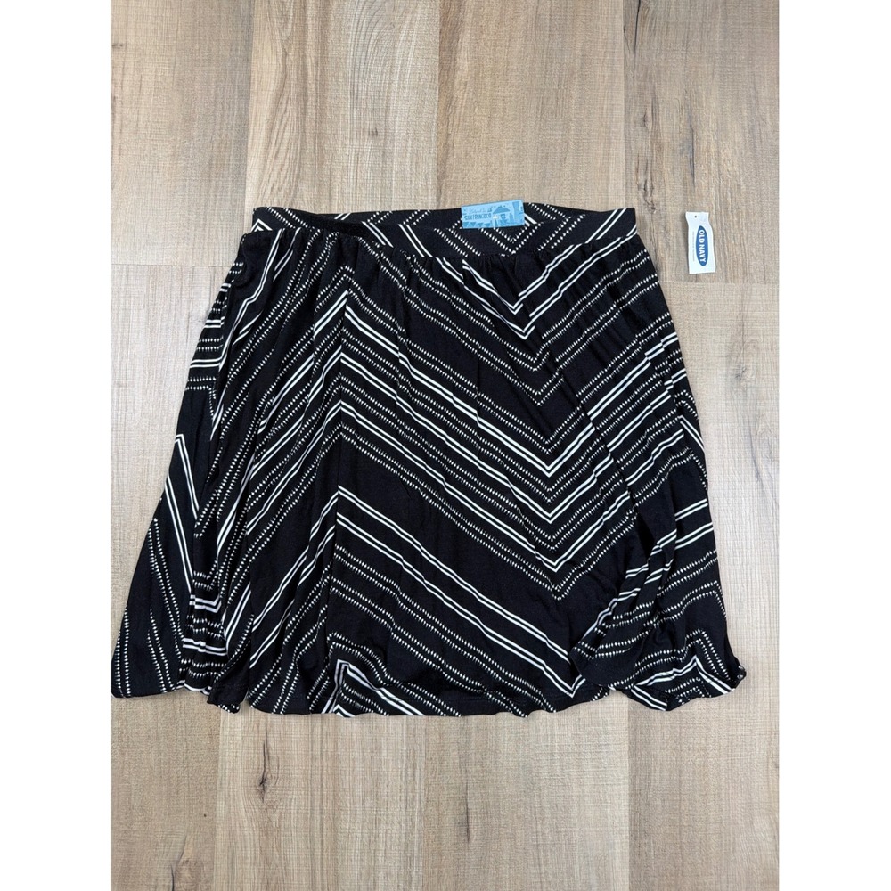Old Navy Womens Black White Chevron Stripe Knit Skirt Small Y2K NWT